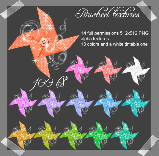 Second Life Marketplace PinWheel cute Alpha PNG full perms textures